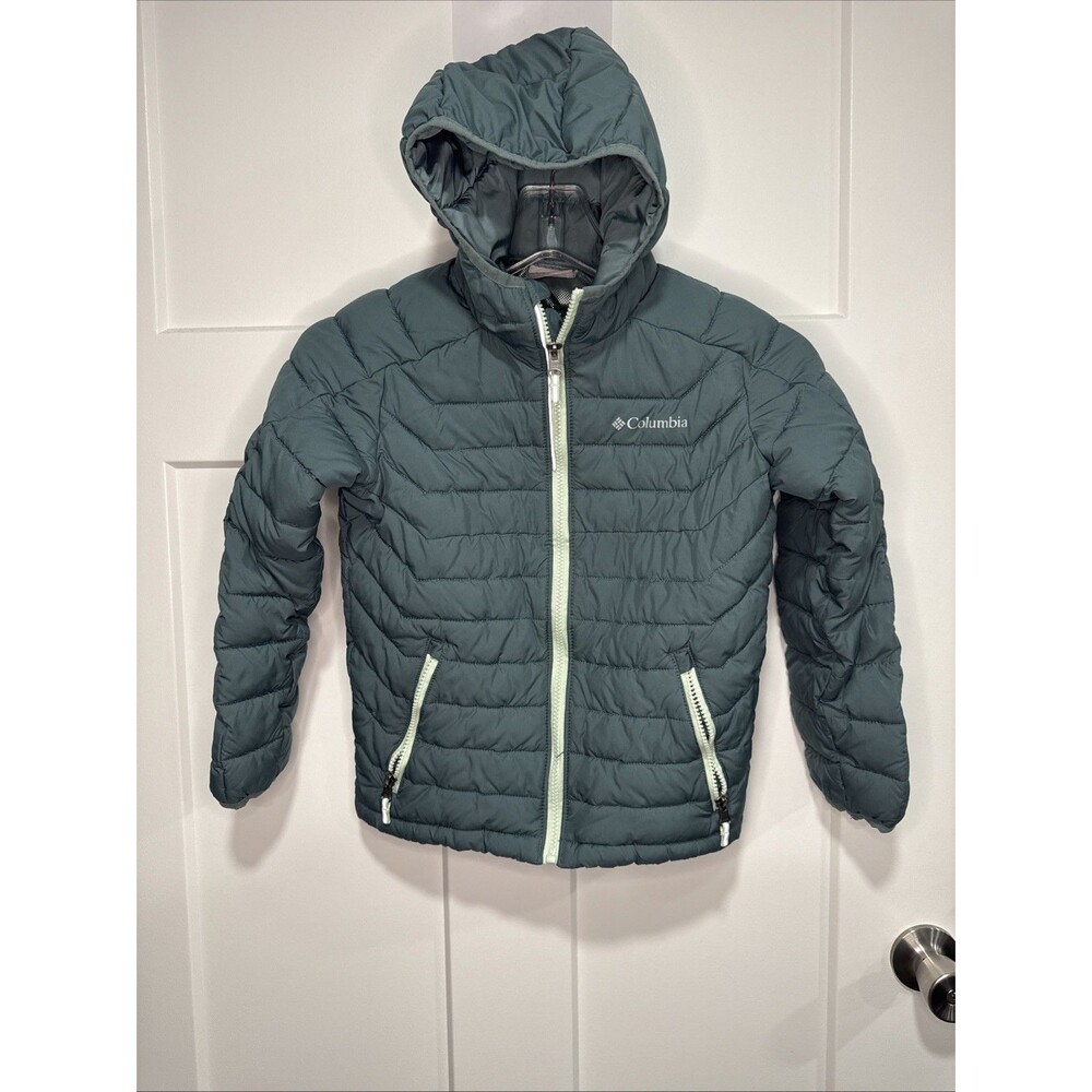 Columbia Hooded Full Zip Omni-Heat Jacket Youth Small (8) Powder Blue
